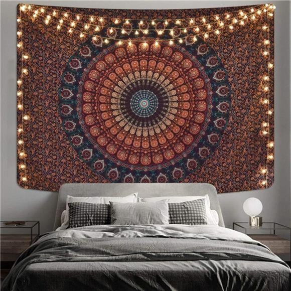 51.2 x 59.1 inches Mandala Tapestry Hippie Tapestries Psychedelic Peacock Boho - Picture 7 of 7